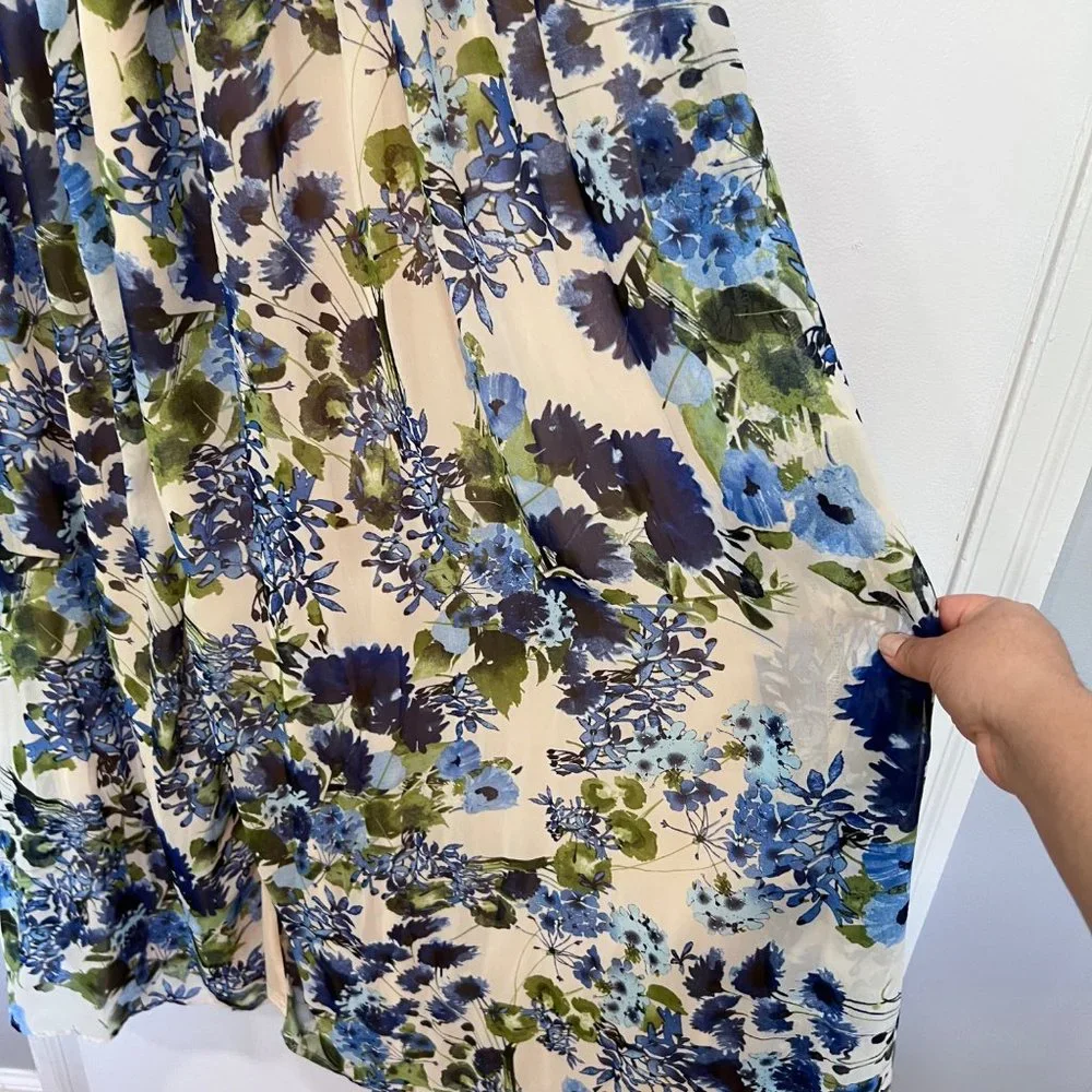 Lulus cream blue sweet‎ symphony cocktail dress size S